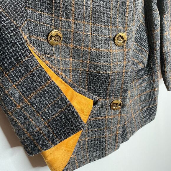 VTG Urban Suburban by Moordale Tweed Coat Gold Satin Lined High Split Side Large - Picture 3 of 14